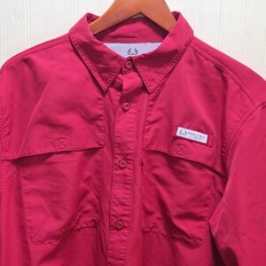 Realtree Fishing Shirt Mens Large Red Long Sleeve Button Up Outdoor Vented